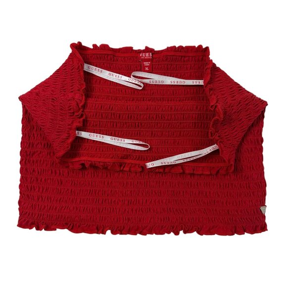 GUESS Red Smocked Tube Crop Top Size XL - Picture 4 of 9